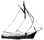 Das goldschiffel-Logo, eine Segelyacht mit Schonertakelung